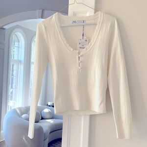 Zara white knit top